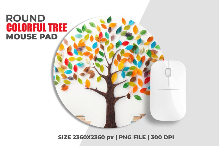 Colorful Tree Round Mouse Pad example image 1