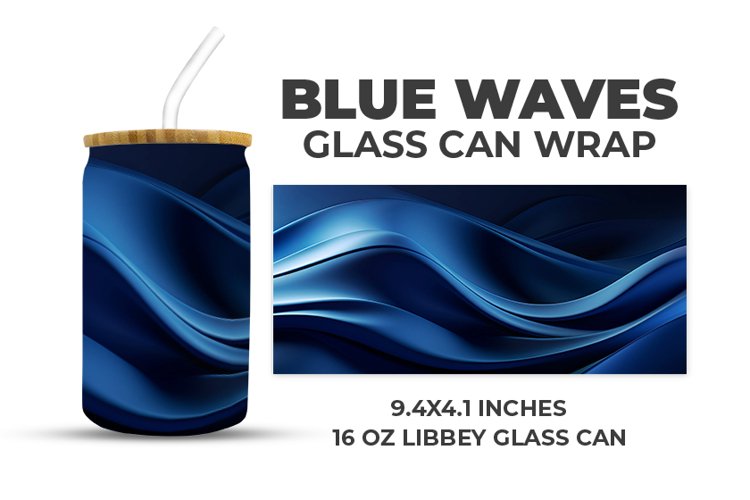 Blue Waves Glass Can Wrap example image 1