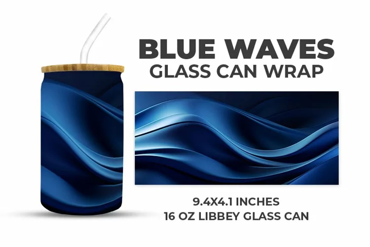 Blue Waves Glass Can Wrap