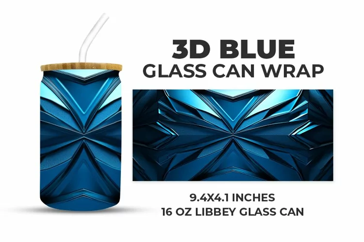 3D Blue Glass Can Wrap