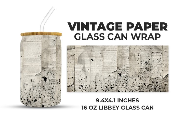 Vintage Paper Glass Can Wrap example image 1