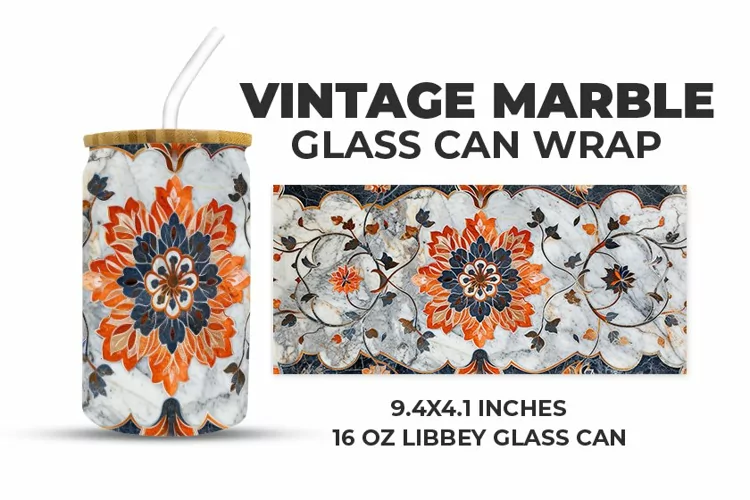 Vintage Marble Glass Can Wrap