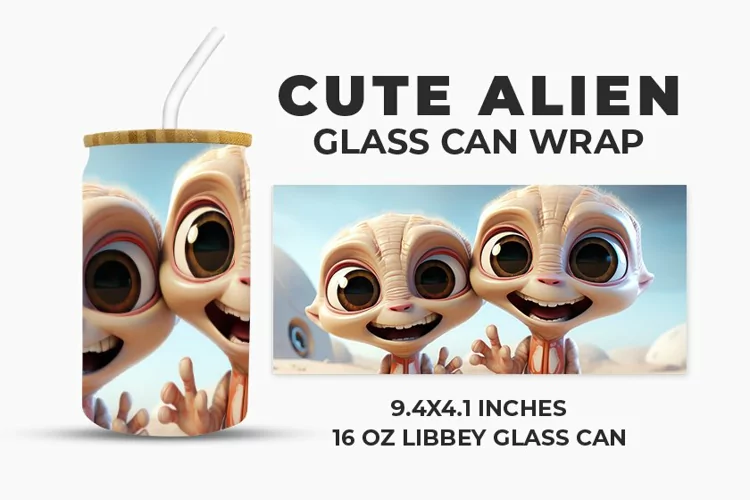 Cute Alien Glass Can Wrap