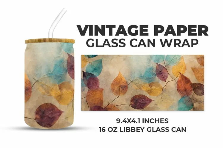 Vintage Paper Glass Can Wrap