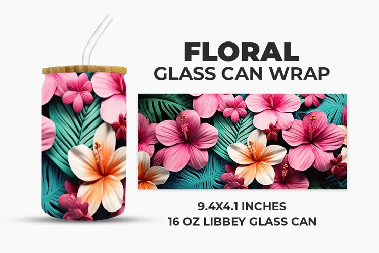 Floral Glass Can Wrap