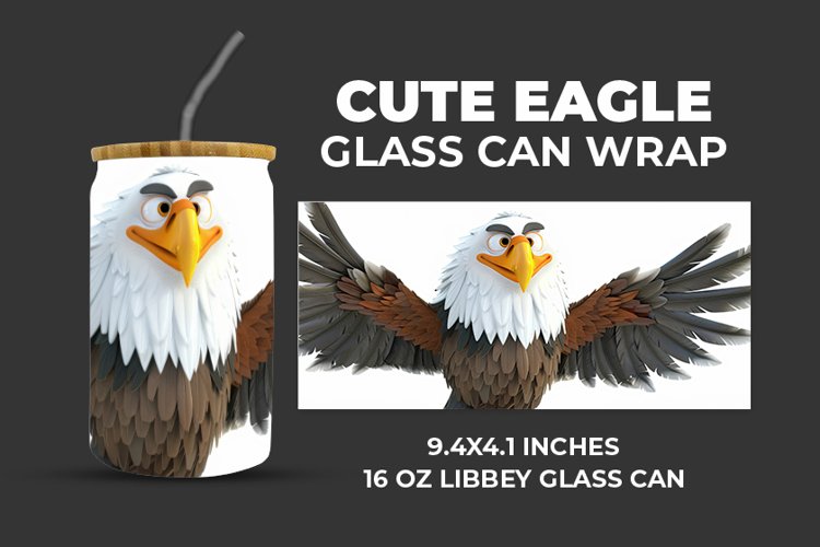 Cute Eagle Glass Can Wrap