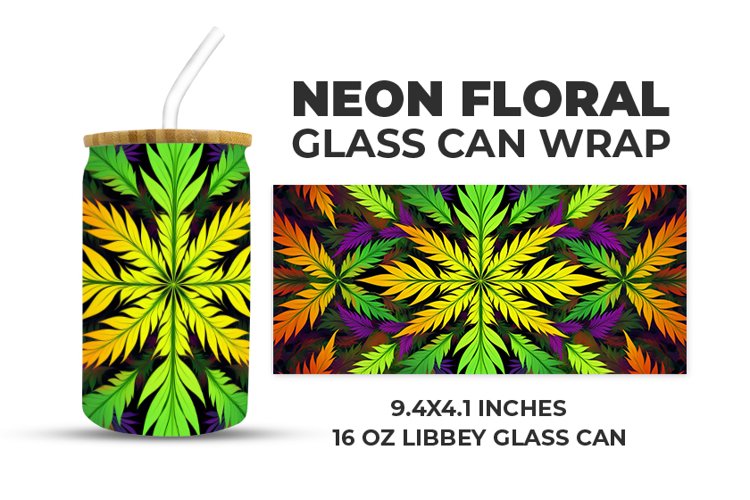 Neon Floral Glass Can Wrap example image 1