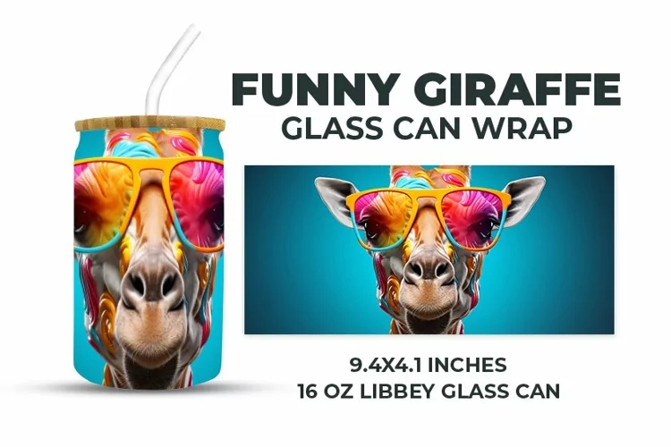 Funny Giraffe Glass Can Wrap