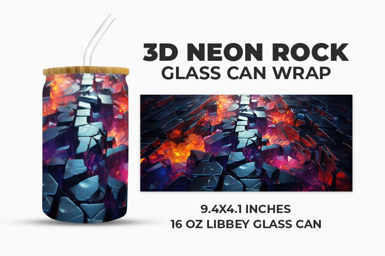 3D Neon Rock Glass Can Wrap example image 1