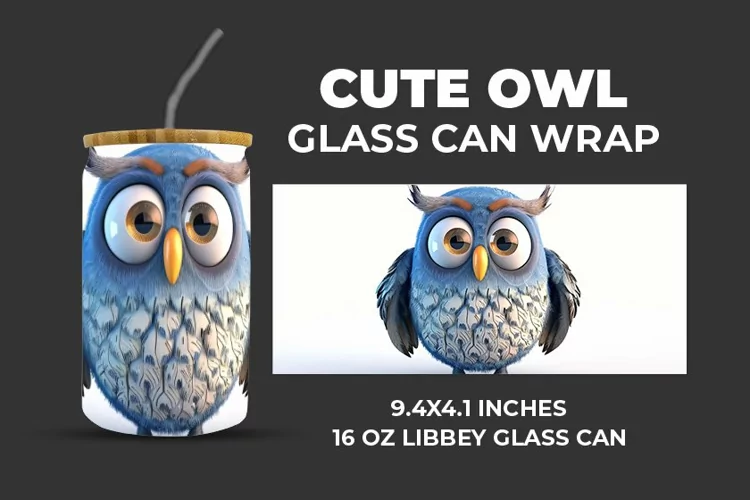 Cute Owl Glass Can Wrap
