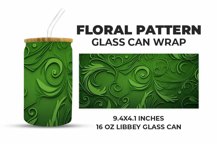 Floral Pattern Glass Can Wrap