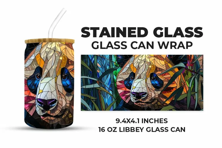 Panda Stained Glass Glass Can Wrap