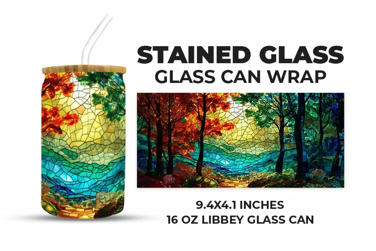 Nature Stained Glass Glass Can Wrap