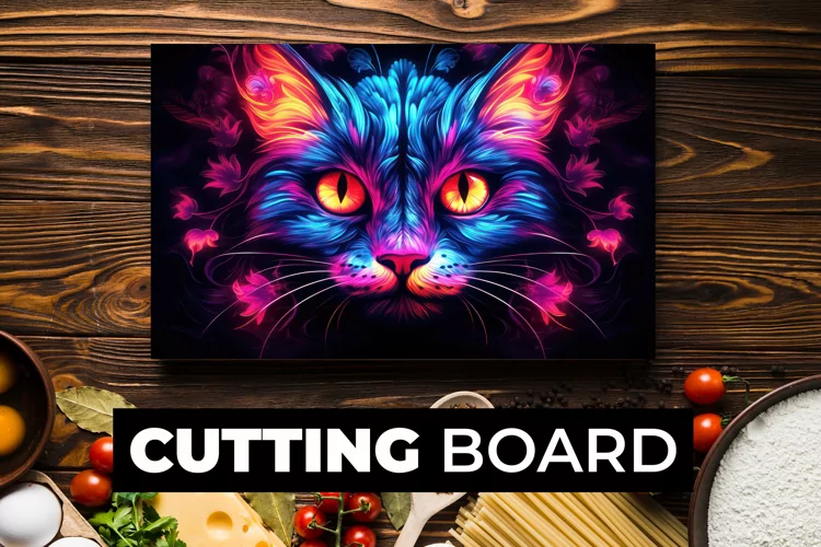 Neon Cat Cutting Board Sublimation