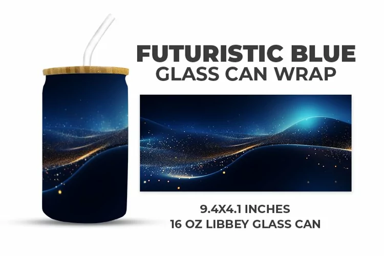Futuristic Blue Glass Can Wrap