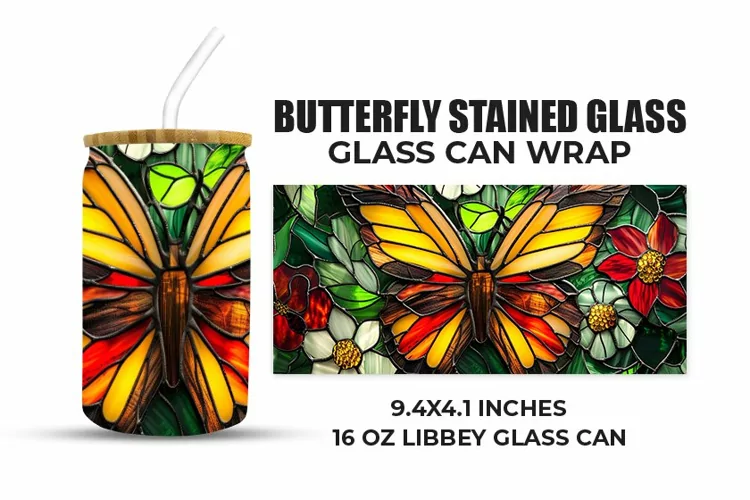 Butterfly Stained Glass Glass Can Wrap