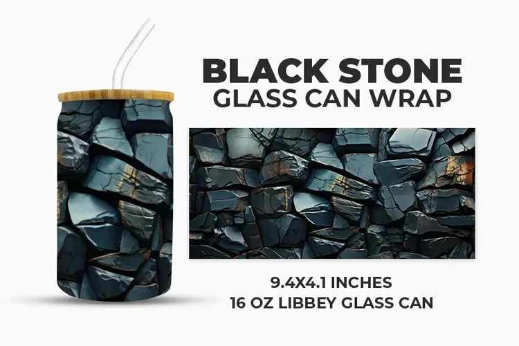 Black Stone Glass Can Wrap