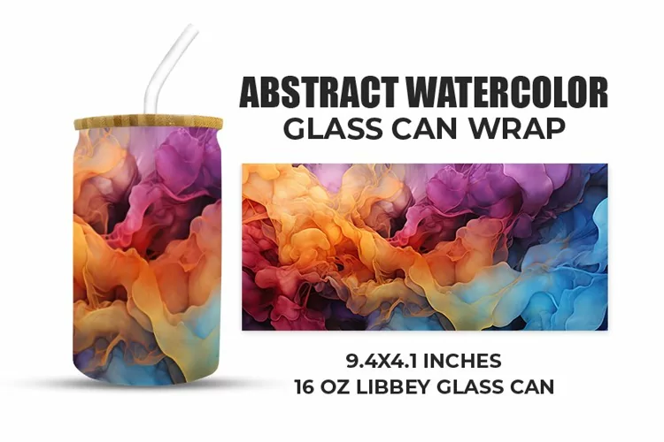 Abstract Watercolor Glass Can Wrap