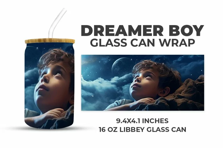 Dreamer Boy Glass Can Wrap