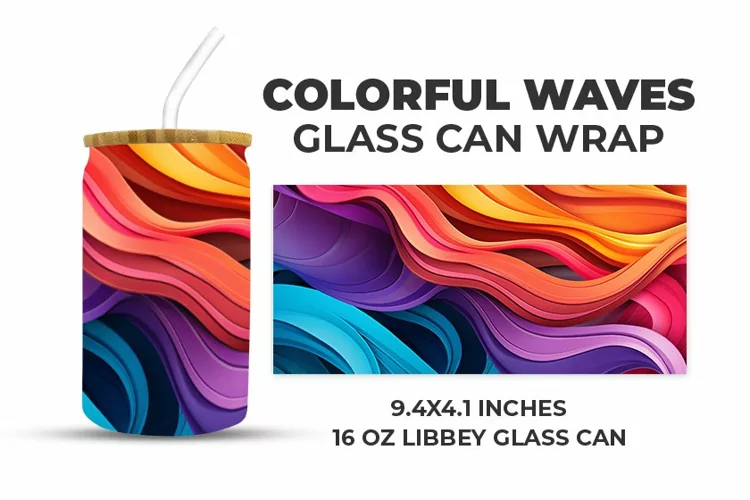 Colorful Waves Glass Can Wrap
