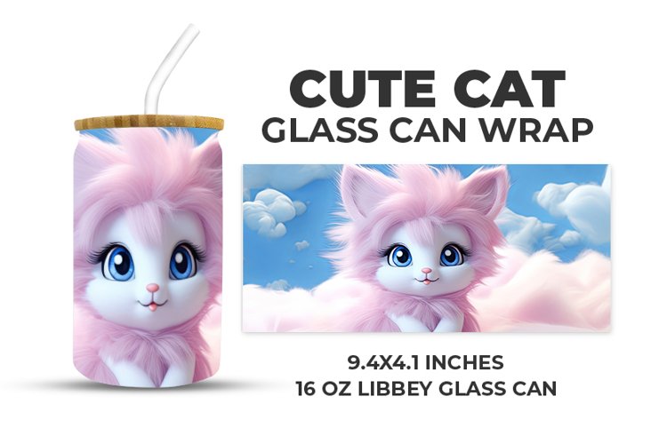Cute Cat Glass Can Wrap example image 1