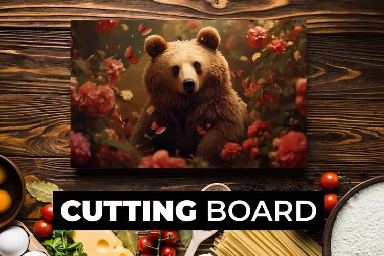 Bear With Flowers Cutting Board sublimation