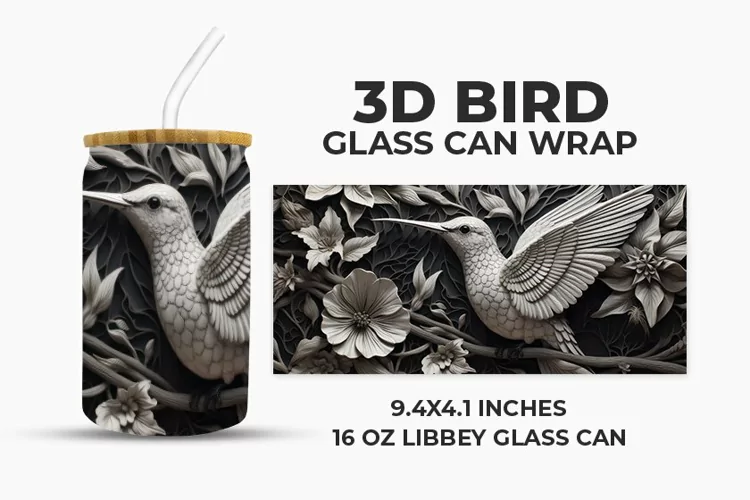 3D Bird Glass Can Wrap