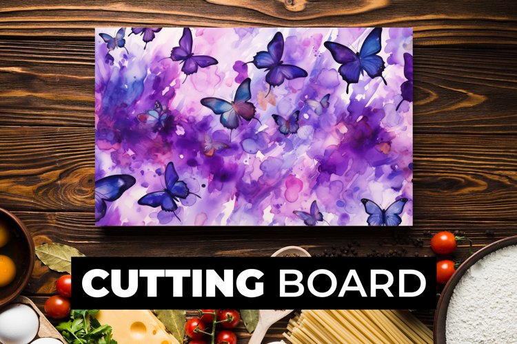 Watercolor Butterflies Cutting Board Sublimation example image 1