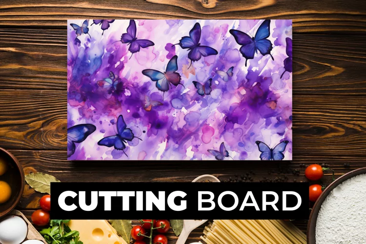 Watercolor Butterflies Cutting Board Sublimation