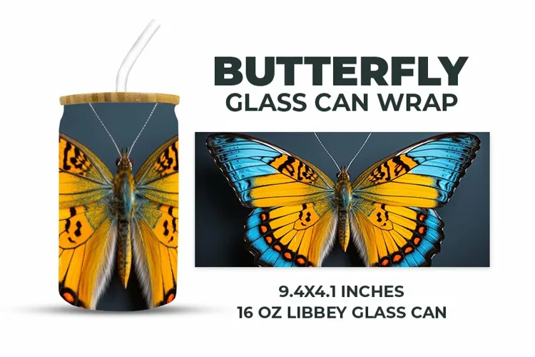 Butterfly Glass Can Wrap