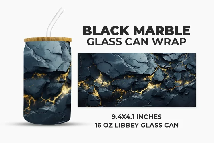 Black Marble Glass Can Wrap