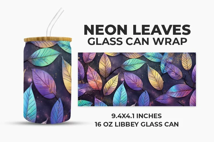 Neon Leaves Glass Can Wrap