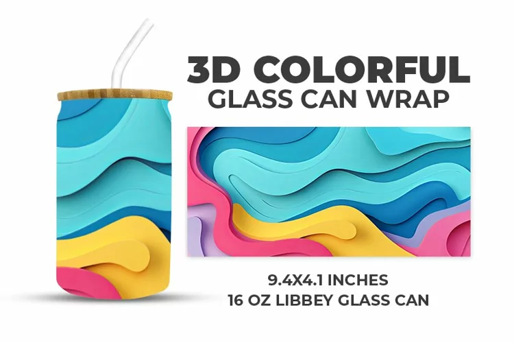 3D Colorful Glass Can Wrap