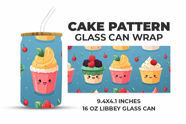 Cake Pattern Glass Can Wrap