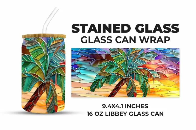 Tree Stained Glass Glass Can Wrap