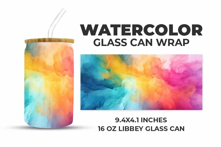 Watercolor Glass Can Wrap