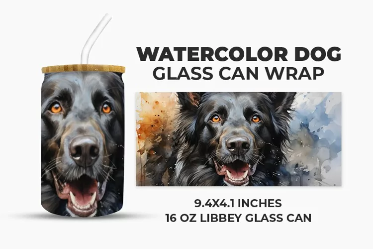 Watercolor Dog Glass Can Wrap