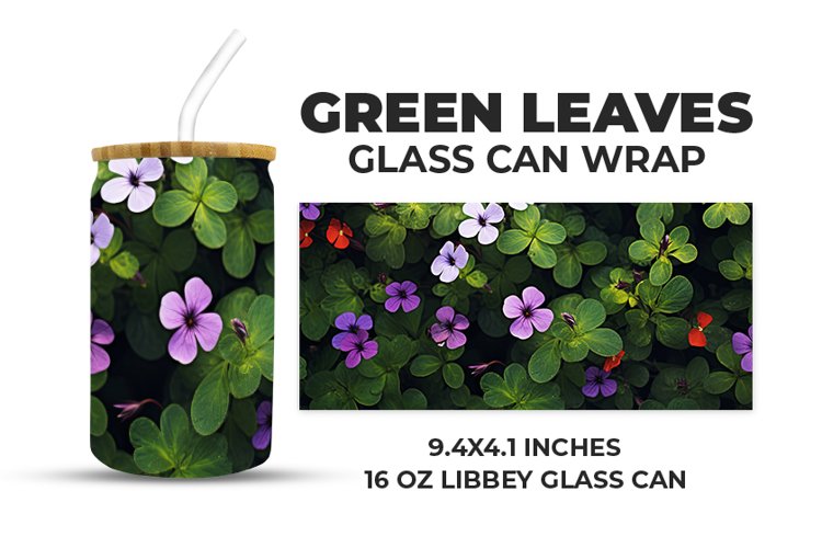 Green Leaves Glass Can Wrap example image 1