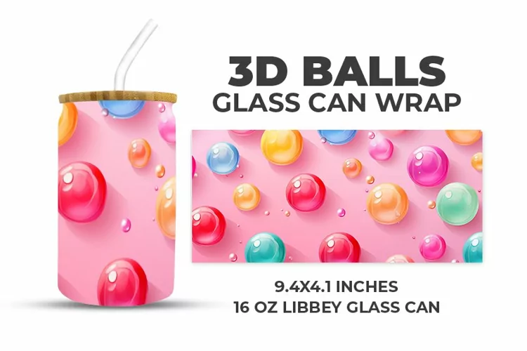 3D Balls Glass Can Wrap