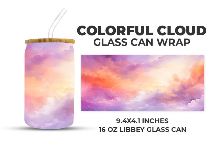 Colorful Cloud Glass Can Wrap example image 1
