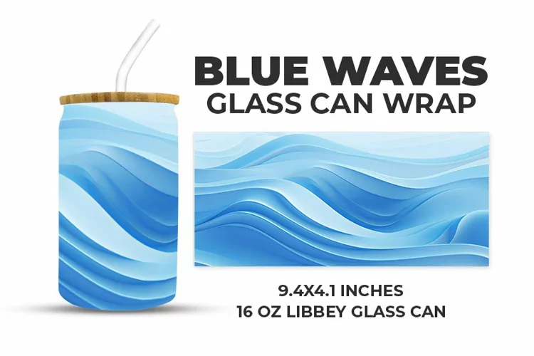 Blue Waves Glass Can Wrap