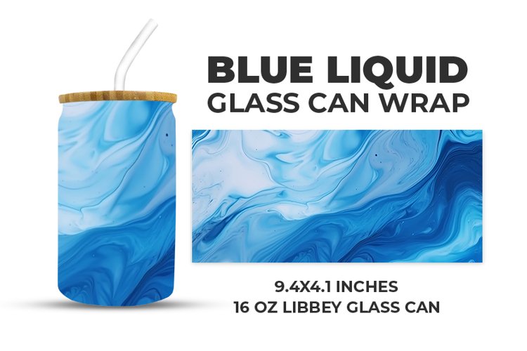 Blue Liquid Glass Can Wrap example image 1