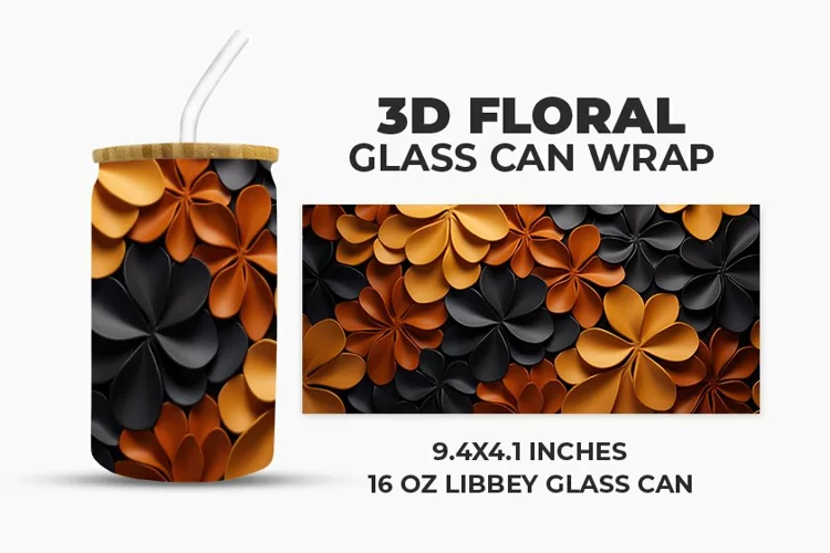 3D Floral Glass Can Wrap