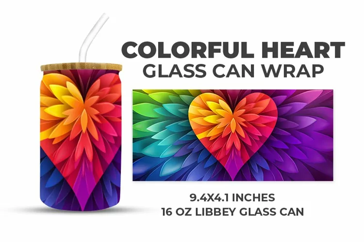 Colorful Heart Glass Can Wrap
