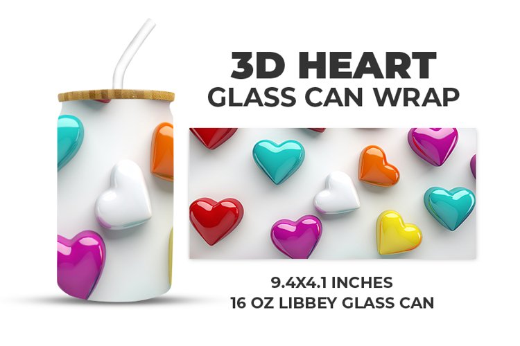 3D Heart Glass Can Wrap example image 1