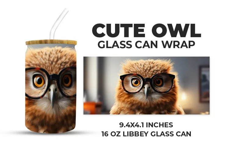 Cute Owl Glass Can Wrap