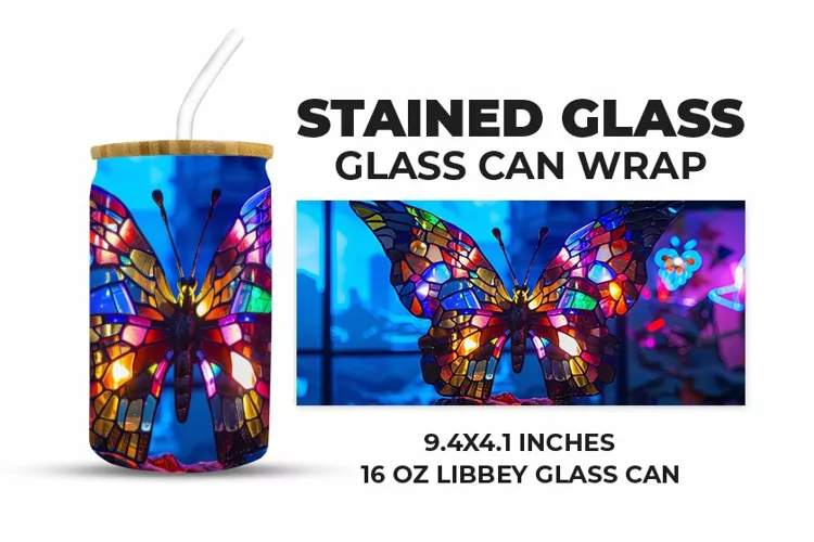 Butterfly Stained Glass Glass Can Wrap