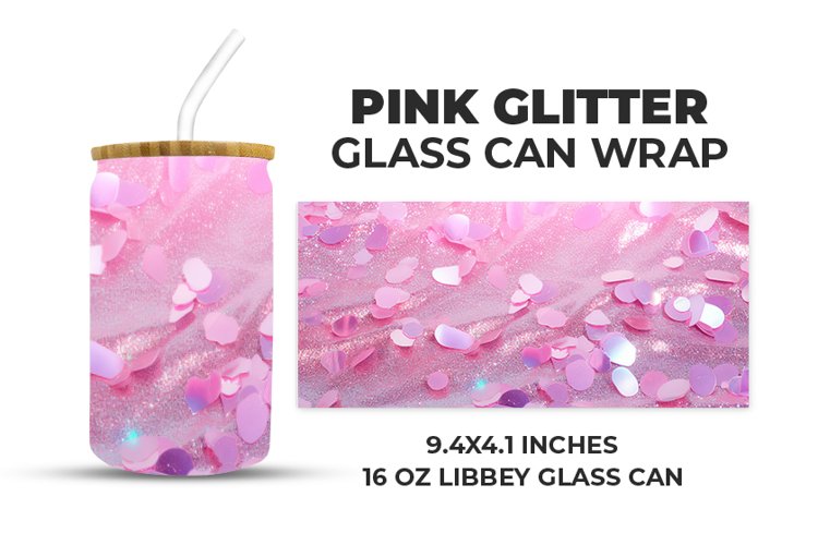 Pink Glitter Glass Can Wrap example image 1