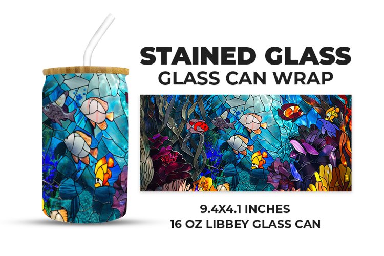 Undersea Stained Glass Glass Can Wrap example image 1