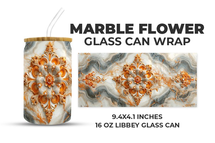 Marble Flower Glass Can Wrap